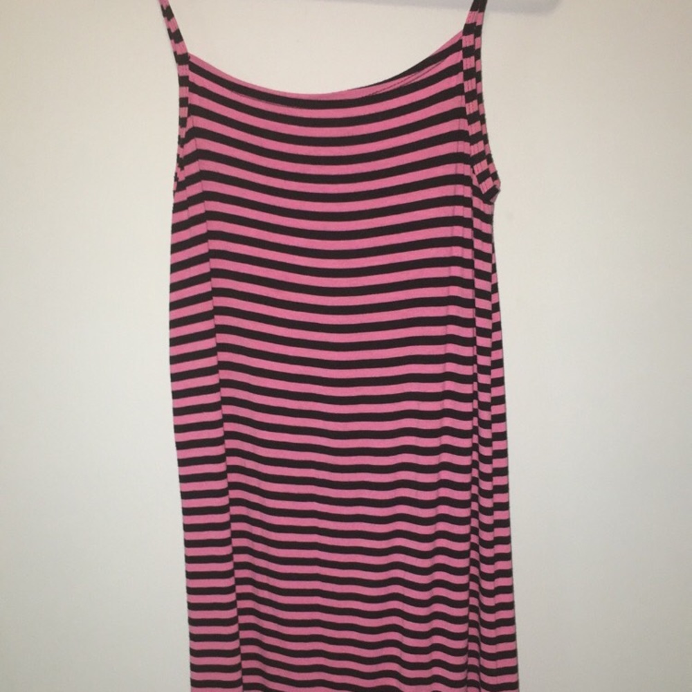 black & pink striped ankle length dress
